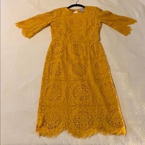 Mustard Yellow Open Back Midi Dress